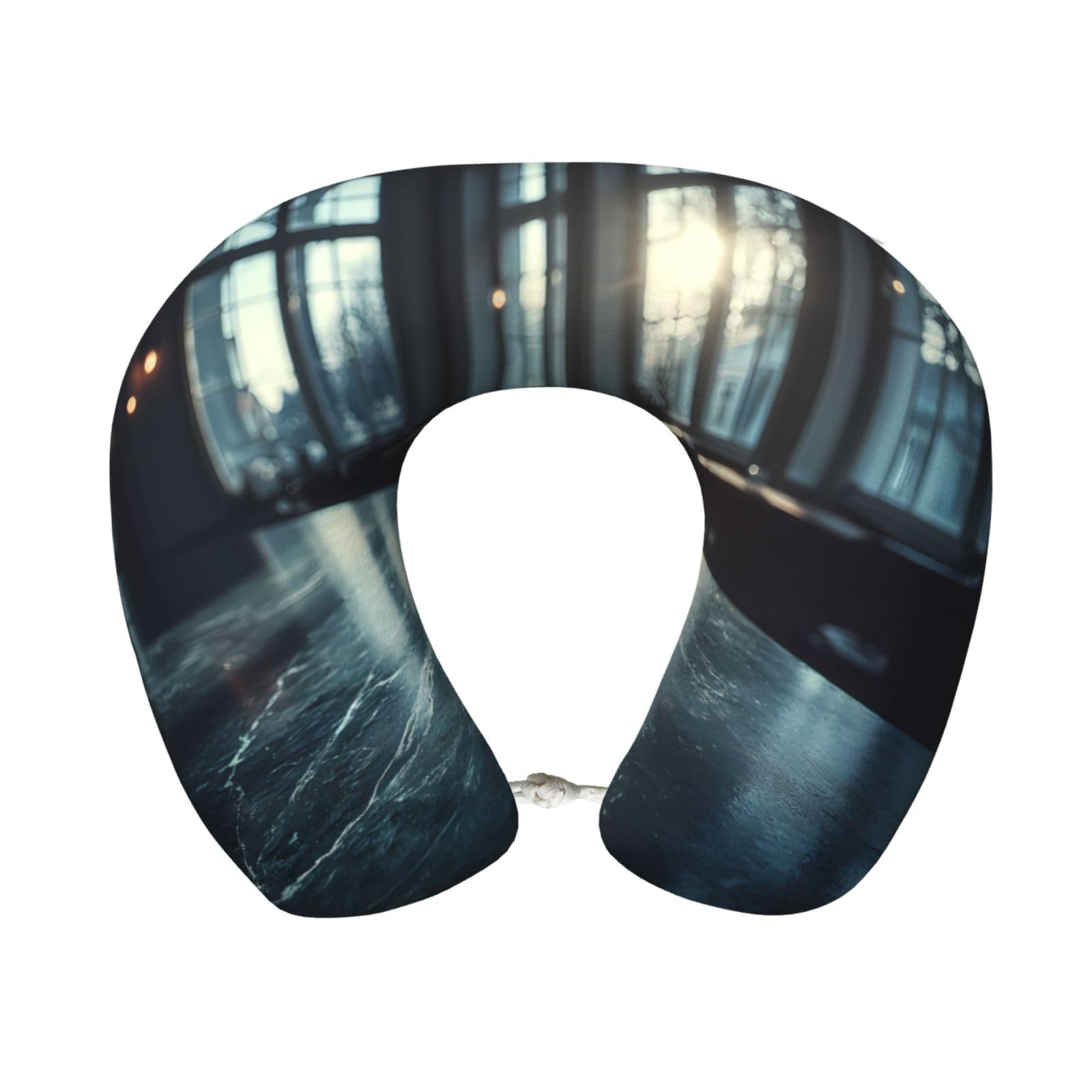 BOAIHH Glowing Marble Memory Foam Travel Pillow for Soft Comfort Fits Snugly for Naps Office, and Airplane Use