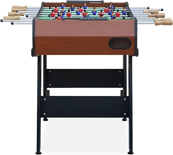 KICK Monarch 48 Folding Foosball Table Compact Indoor Gaming Table for Adults & Kids with 2 Balls, Semi-Solid Steel Rods, Slide Scorers, Rolling Wheels & Foldable Storage