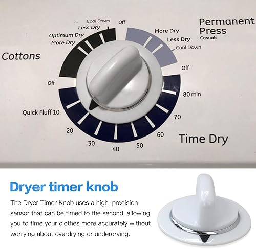 Miniatura 4 de 2-Pack WE1M654 Dryer Timer Knob with Reinforced Metal Ring AP3995098 WE01M0443 Replacement fro HotpointHTDX100EM3WW HTDX100EM3WW HTDX100EM3WW