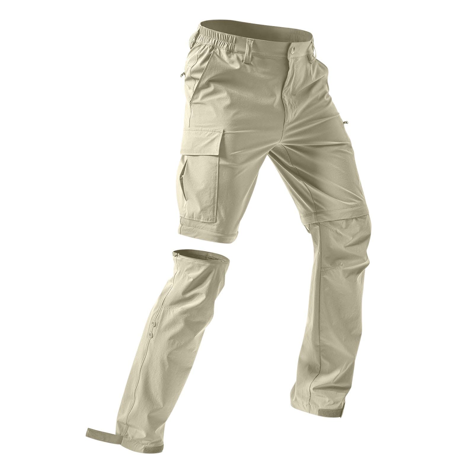 Pantalones de trekking para hombre con cremallera off, pantalones de senderismo para hombre, impermeables, resistentes al viento, desmontables, con bolsillos, pantalones de trabajo resistentes