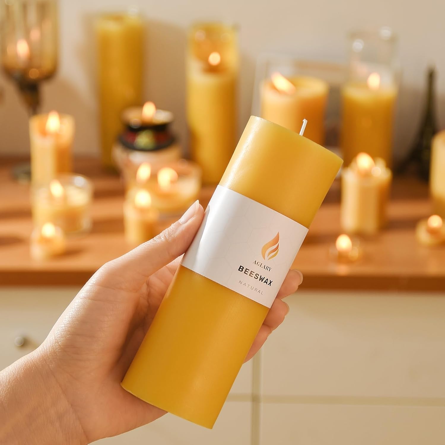 6PCS Pure Beeswax Pillar Candles, 2-Inch Diameter x 6-Inch Height, Natural Unbleached Beeswax, Unscented, Durable & Safe for Home Decor - Image 3