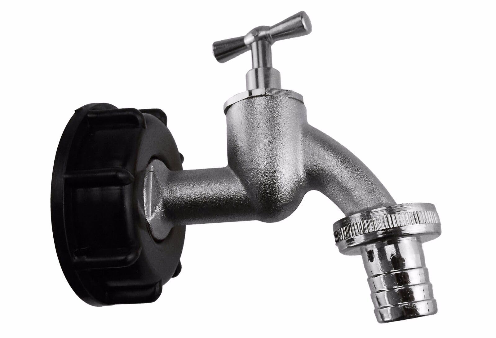 IBC S60x6 Water Tank Outlet Connection/Adaptor + a Range of tap Fittings (Nickel Plated Brass Bib (Barbed))