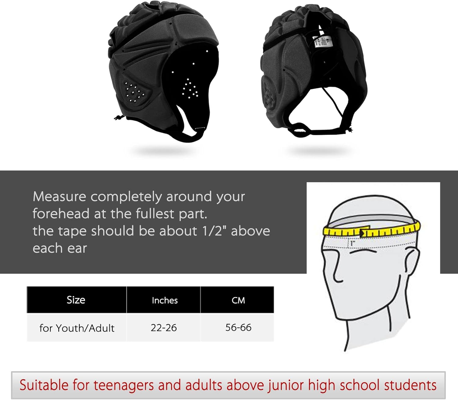 VAYEAH Soft Helmet Rugby Headguards Scrum Cap 7v7 Rugby Helmet Soft Shell Helmet Soccer Head Protector Soft Padded Headgear Autism Multi-Sports Padded Helmet Flag Football Helmet Youth Adult : Sports & Outdoors