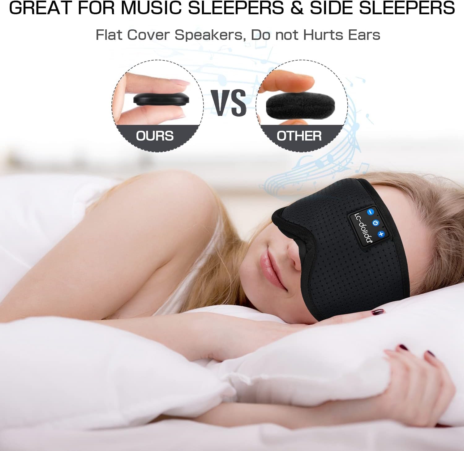 LC-dolida Sleep Mask with 5.4 Bluetooth Headphones, Silk Sleep Headphones, Total Bluetooth Eye Mask for Sleeping, Sleep Soft Mask for Women Men, All Night Sleep, Travel(Ink) — Amazon image 3