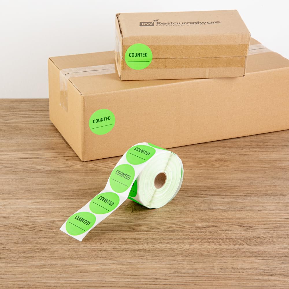 Restaurantware Label Tek - Etiquetas adhesivas de embalaje de 2 x 2 pulgadas, 1000 etiquetas de envío de alta calidad, contadas, sostenibles, calcomanías de inventario de papel verde, alta