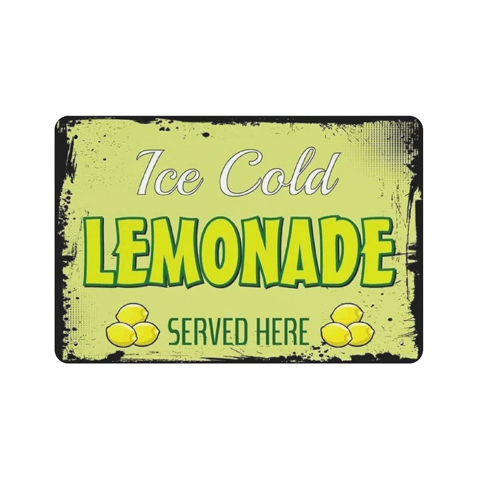 Metal Tin Sign Ice Cold Lemonade Served Here Vintage Tin Poster Metal Sign Wall Decoration Country Kitchen Home Garage Decor 8"x12"