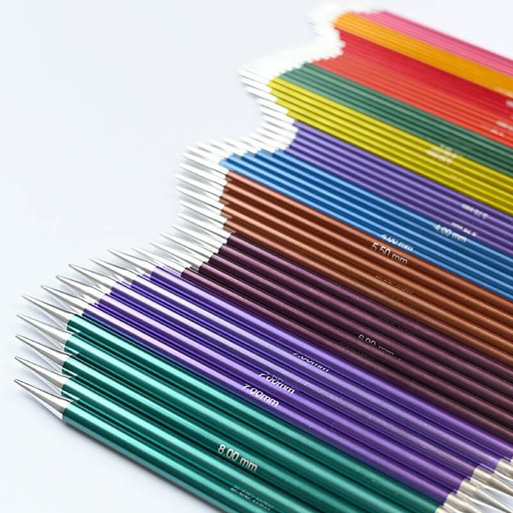 Lotus Yarns Zing Zestaw podwójnych szpiczastych aluminiowych drutów dziewiarskich, luksusowe i gładkie narzędzia tkackie, idealne do skarpet Small Project 47422