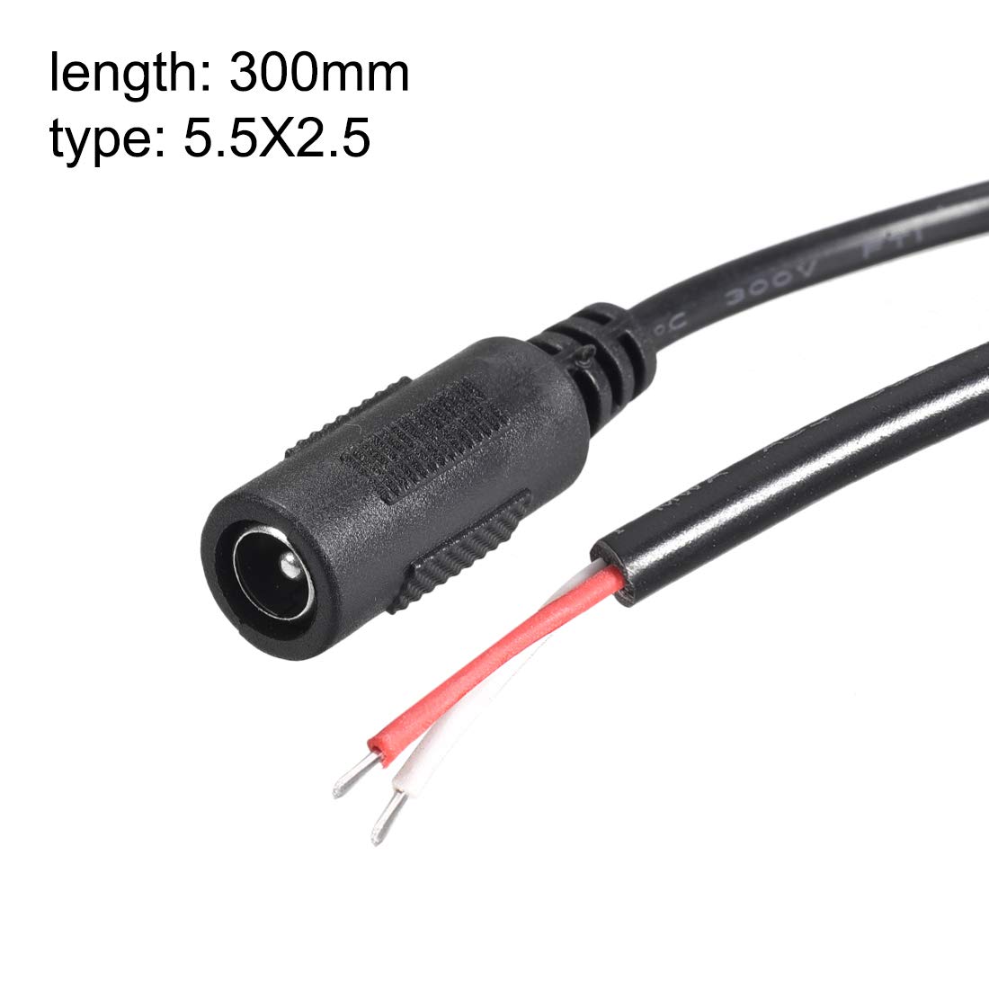 sourcing map 2 szt. DC prąd 5,5 mm x 2,5 mm 4 A 18AWG 30 cm gniazdo wtyczka pigtail