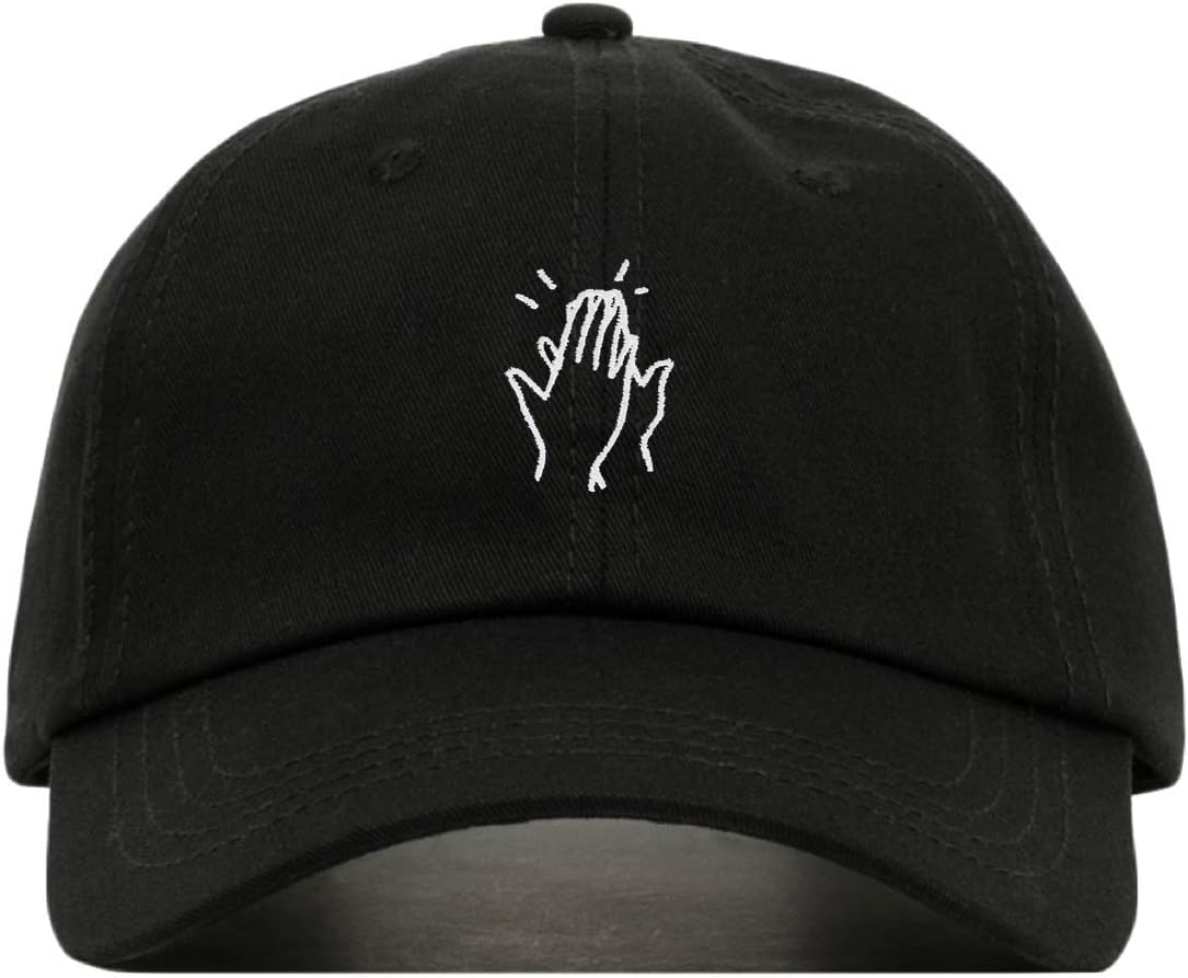 High Five Baseball Hat, Embroidered Dad Cap, Unstructured Soft Cotton, Adjustable Strap Back (Multiple Colors)
