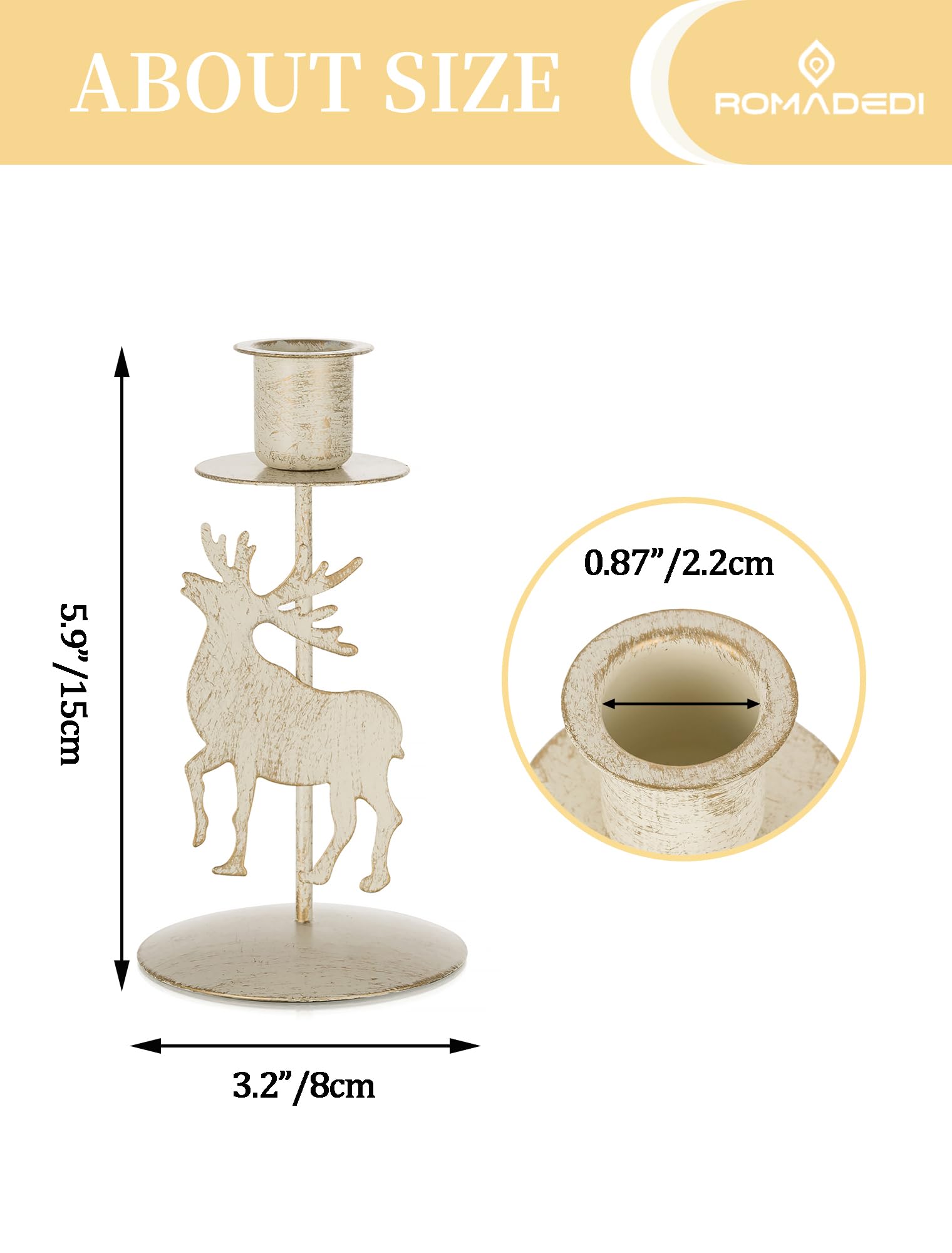 Romadedi Portavelas para decoración navideña: candelabro rústico de reno, centro de mesa de granja, adornos festivos de bayas rojas, decoración del hogar, juego de 24 unidades