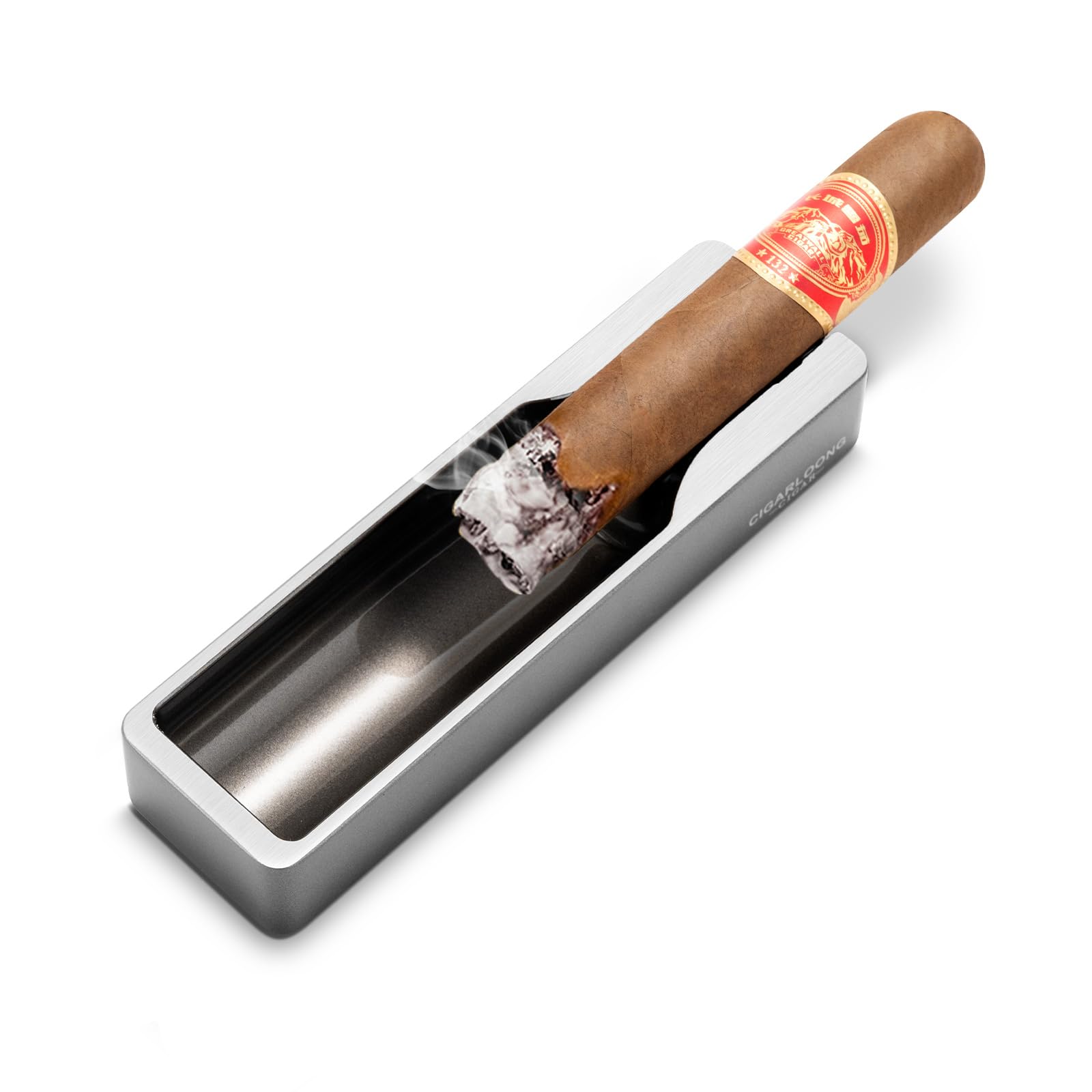 Cendrier à cigares pour terrasse et extérieur, support en métal argenté CIGARLOONG