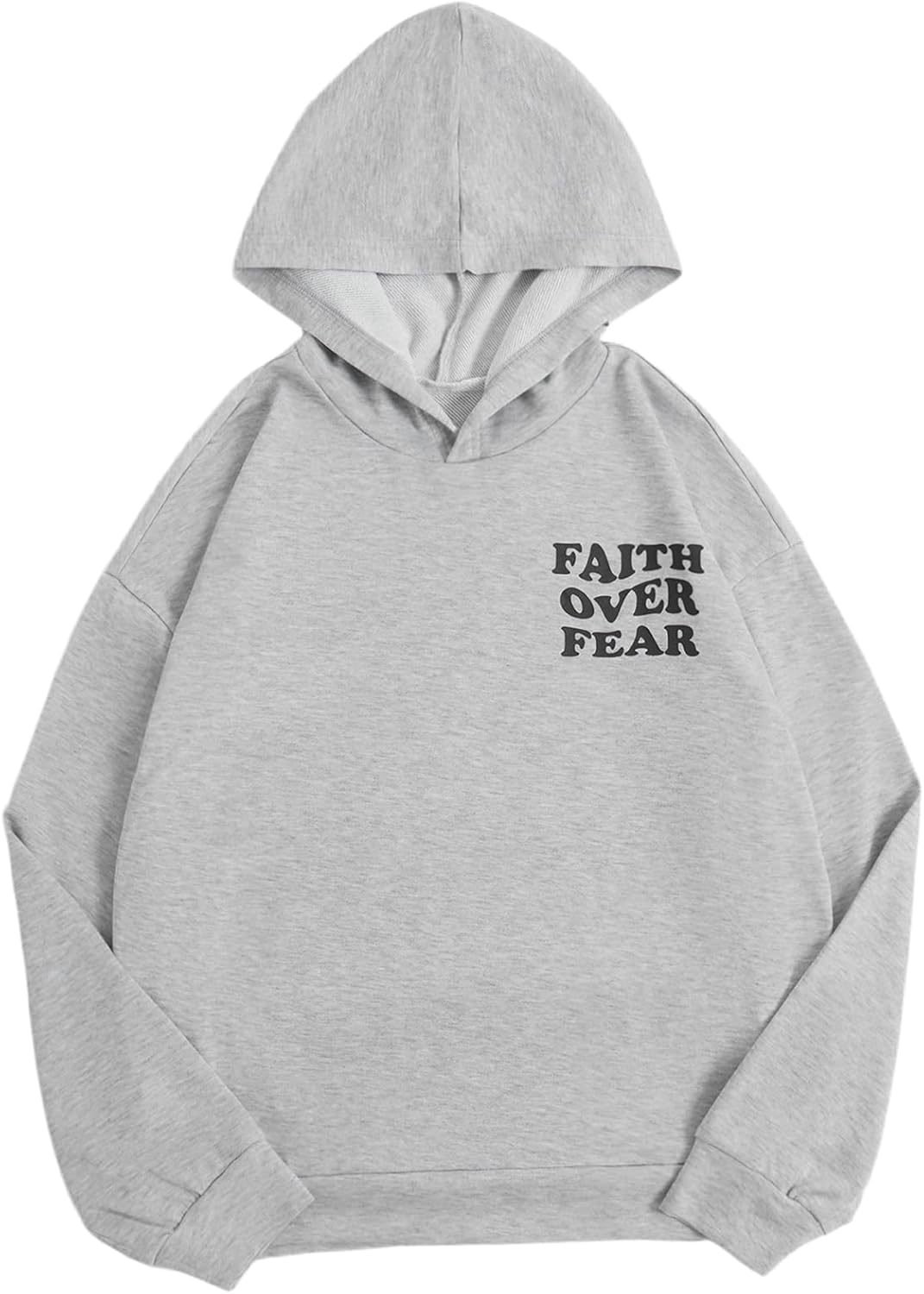 WDIRARA Men's Y2k Letter Graphic Distressed Long Sleeve Hoodie Vintage Hipster Loose Fit Hooded Sweatshirt