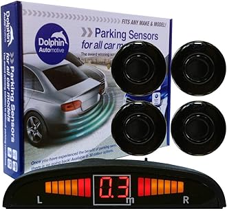 Dolphin Automotive DPS450 Reverse Parking Sensors In 32 Colours 4 Ultrasonic Radar Sensors Kit Audio & Display Alert System - Gloss Black