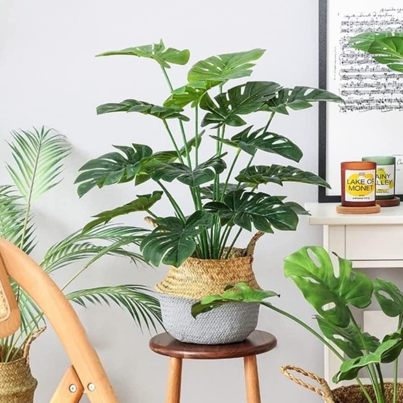 Miniatura 5 de Plantas de palma artificiales de 24.4 pulgadas, palmera falsa, plantas tropicales de selva, plantas tropicales grandes de hojas verdes, plantas de