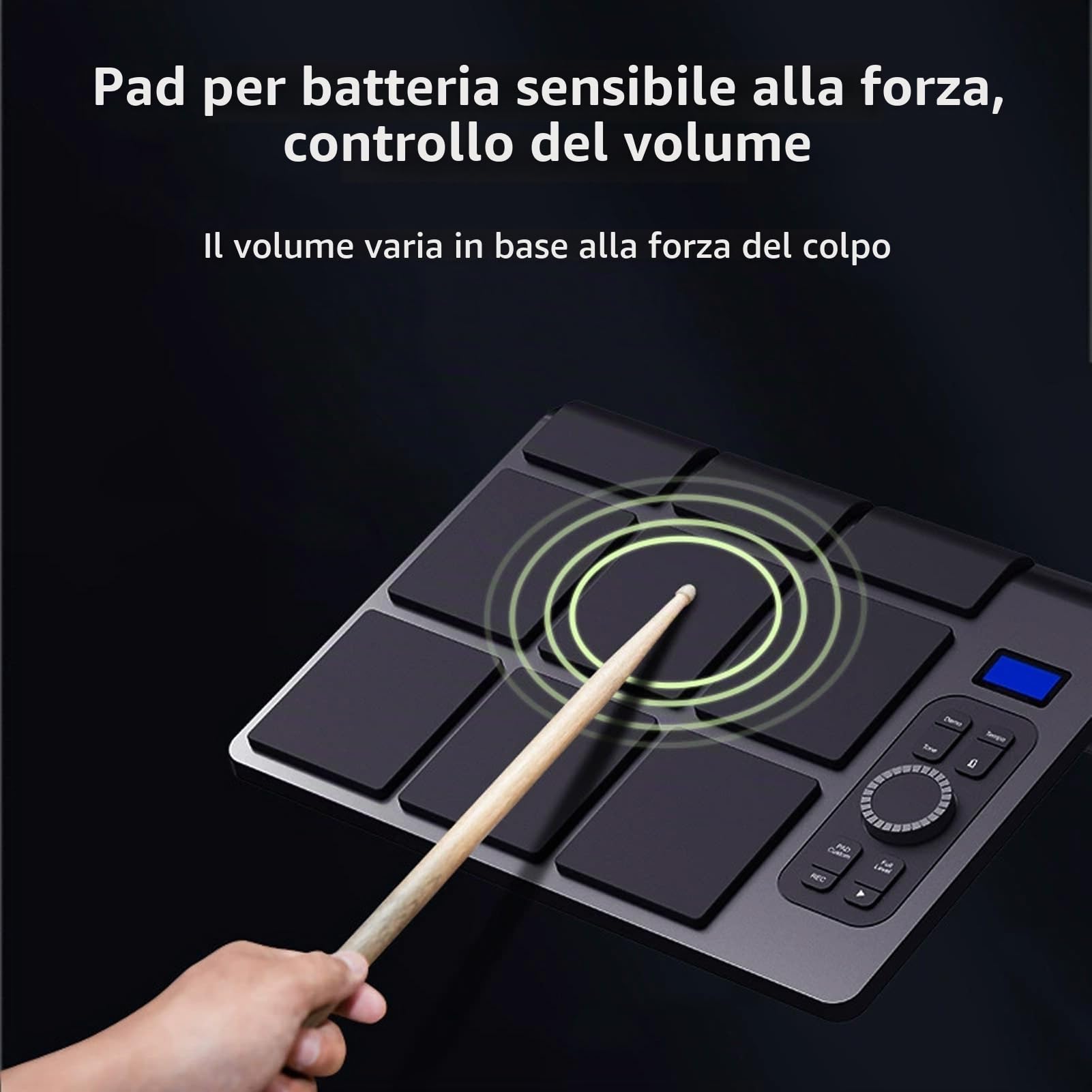 Batteria elettronica 9 Pad Kit di batteria digitale portatile Set di batteria elettrica da tavolo portatile con 16 suoni 2 pedali Display LCD BT MIDI per l'esercizio a casa o