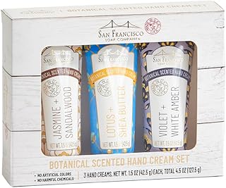 Botanical Hand Cream 3 Piece Set | Jasmine & Sandalwood, Lotus & Shea Butter, Violet & White Amber | Made in USA |