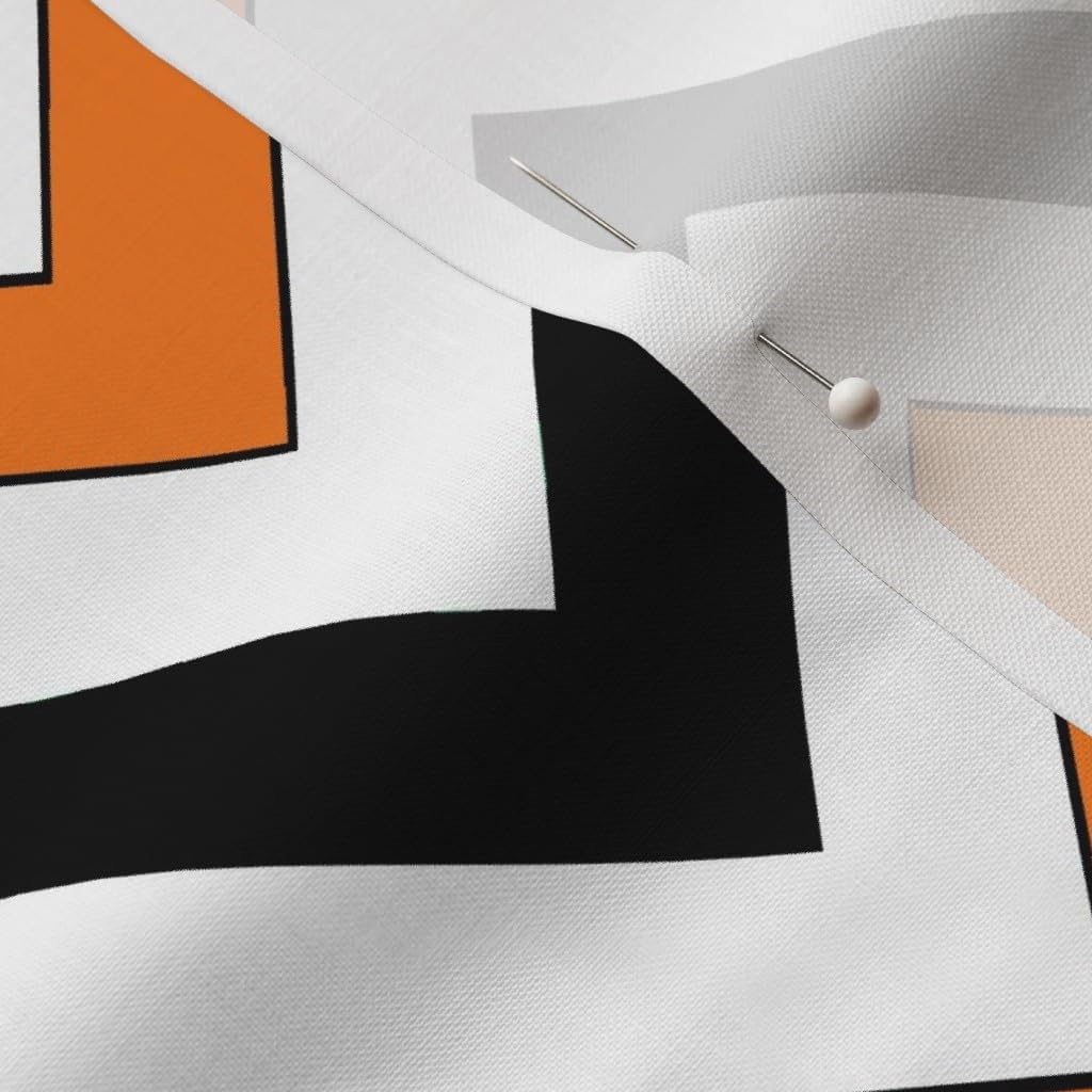 Spoonflower Fabric - Orange Chevrons Retro Classic White Black Line Halloween Printed on Petal Signature Cotton Fabric by The Yard - Sewing Quilting Apparel Crafts Decor