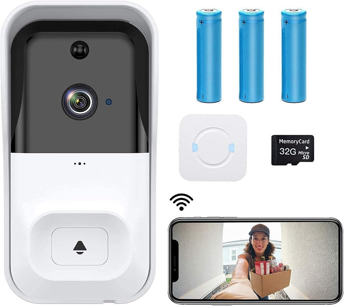 Onе-Dау Sаlе: Uр tо 80% оƒƒ 【2021 Upgrade】 WiFi Video Doorbell Camera,CASTRIES 1080P Wireless Doorbell Camera with Indoor Chime,2-Way Audio,Motion Detection,Night Vision,IP65 Waterproof,Cloud Storage and 32GB SD Card Included …