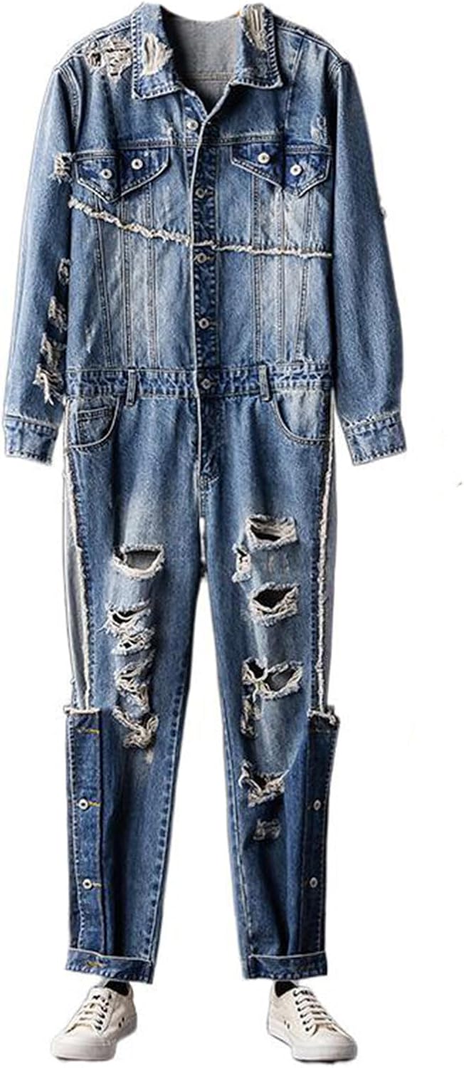 Men's Denim Overalls Set Long Sleeve