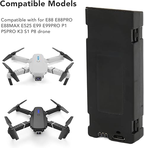 Miniatura 5 de Batería Lipo de 3.7 V 1800 mAh, RC Quadcopter Drone Batería para E88 E88PRO E88MAX E525 E99 E99PRO P1 P5PRO K3 S1 P8, Drone RC Drone Quadcopter