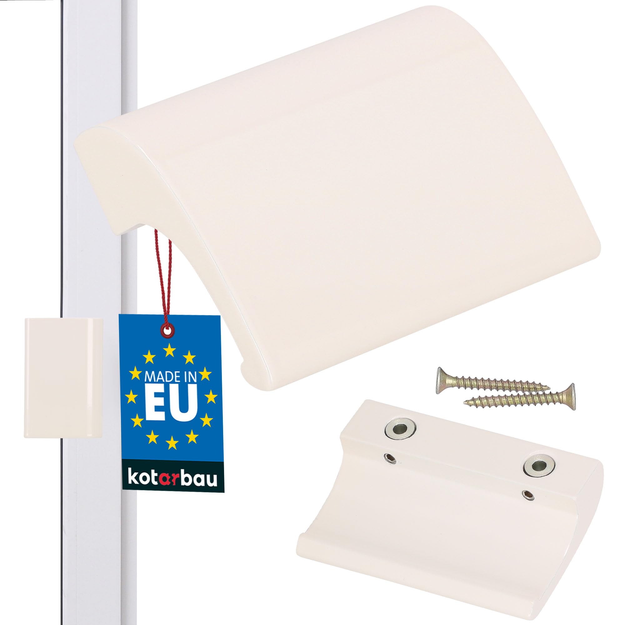 KOTARBAU Balcony Door Handle White RAL 9001 - Terrace Door Handle DE Luxe - Secure - Universal Pull Handle - Aluminum Balcony Handle
