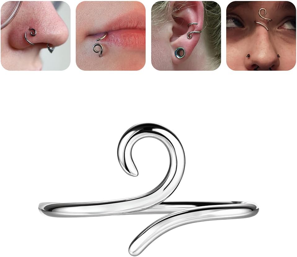BodyAce Gold 925 Sterling Silver Bridge Piercing Jewelry 16G Niobium Spiral Rings for Lip Eyebrow Nose Ring Wukong Tight Hoop Band Helix Cartilage Earrings