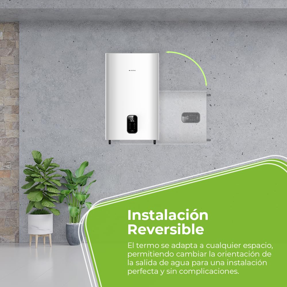 Aspes Termo Eléctrico 50 Litros, AT5000DDW. 2000W, Kit de Montaje Incluido, Resistencia Acero Esmaltado, Termostato Digital, Temperatura Máx 93 º, Blanco, Eficiencia Energética Clase B