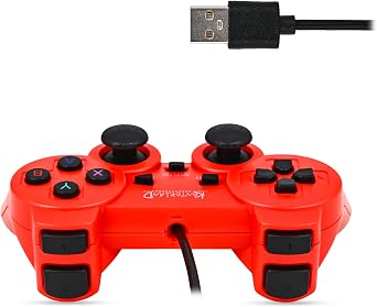 Kontorland Kablolu PC Gamepad – D-Input & X-Input Destekli Çift Titreşimli USB Oyun Kolu (Kırmızı)