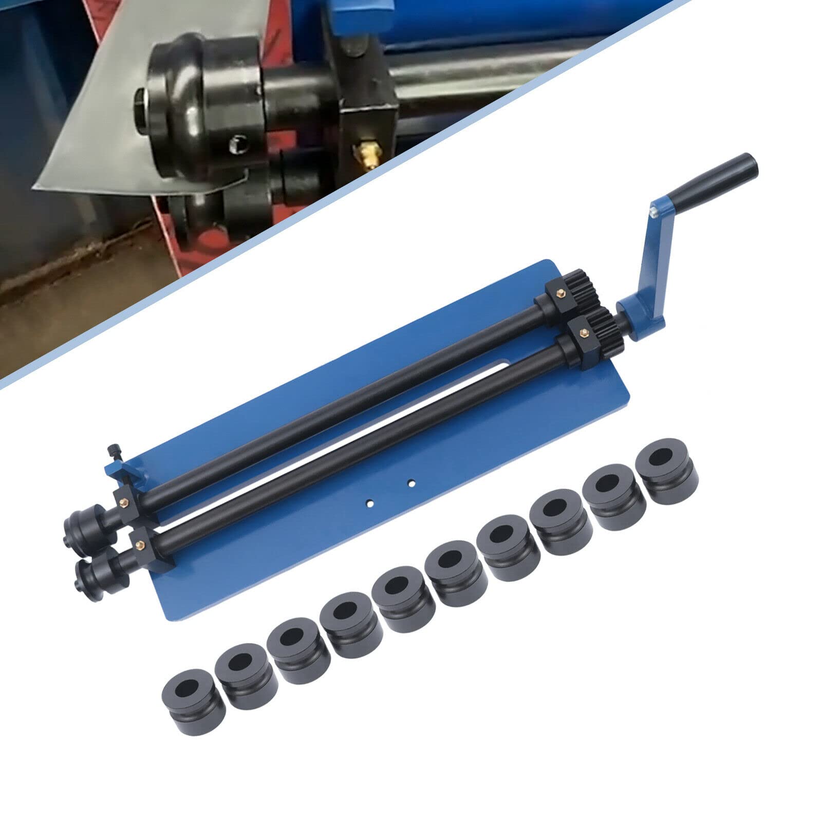 Máquina de doblado redonda – Máquina de rebordear manualmente 460 mm máquina de rebordear tubos 1,2 mm máquina curvadora de tubos manual con 6 accesorios de cubo para taller de chapa