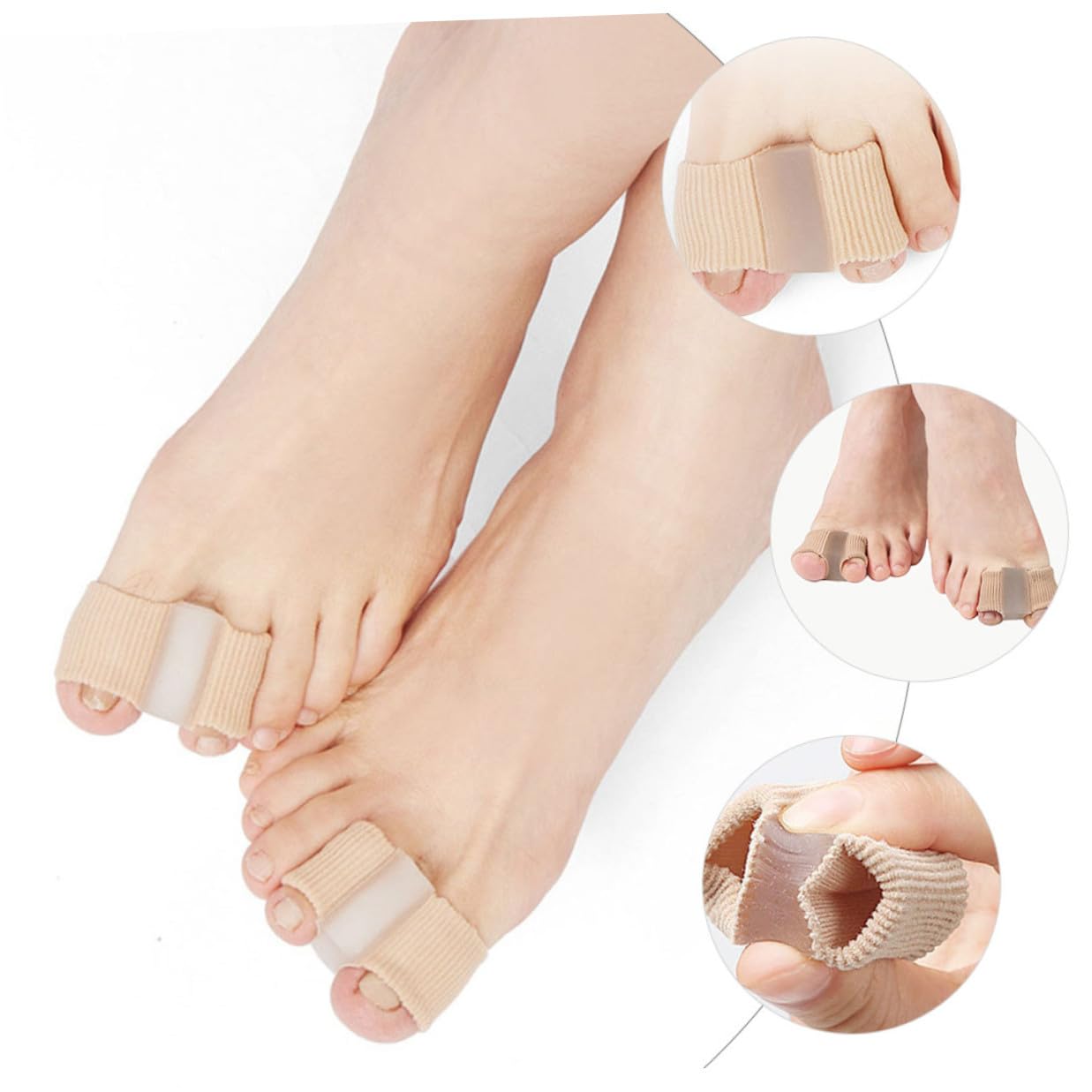 12pcs Women Toe Separators for Nail Art and Pedicure, Skin Color L Size Overlapping with Washable Dividers for Bunion Relief and Foot Care