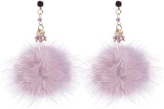 TEHAUX ファーボールイヤリング プラッシュ製 な耳飾り ペア 秋冬向け日常使い・パーティー・ 対応