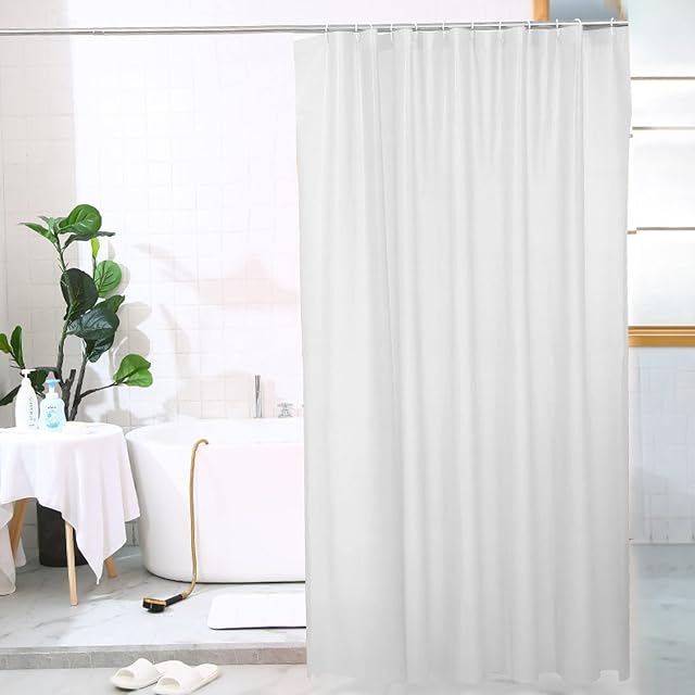 Kaket Shower Curtain 180cm x 180cm Waterproof Bathroom Curtain Washable Bath Curtains With 12 Curtain Hook (White)