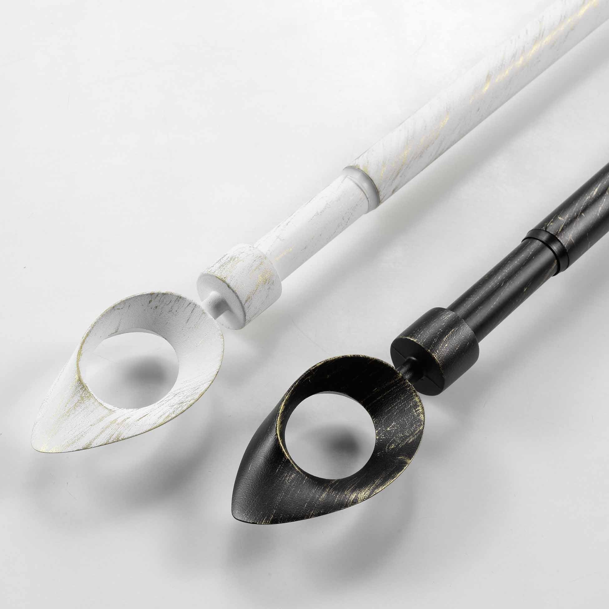 Kit Tringa Decorativa Esterna Douceur D'Intérieur – 19 Mm, 120-210 Cm, Finitura Tropi Bianco/Oro