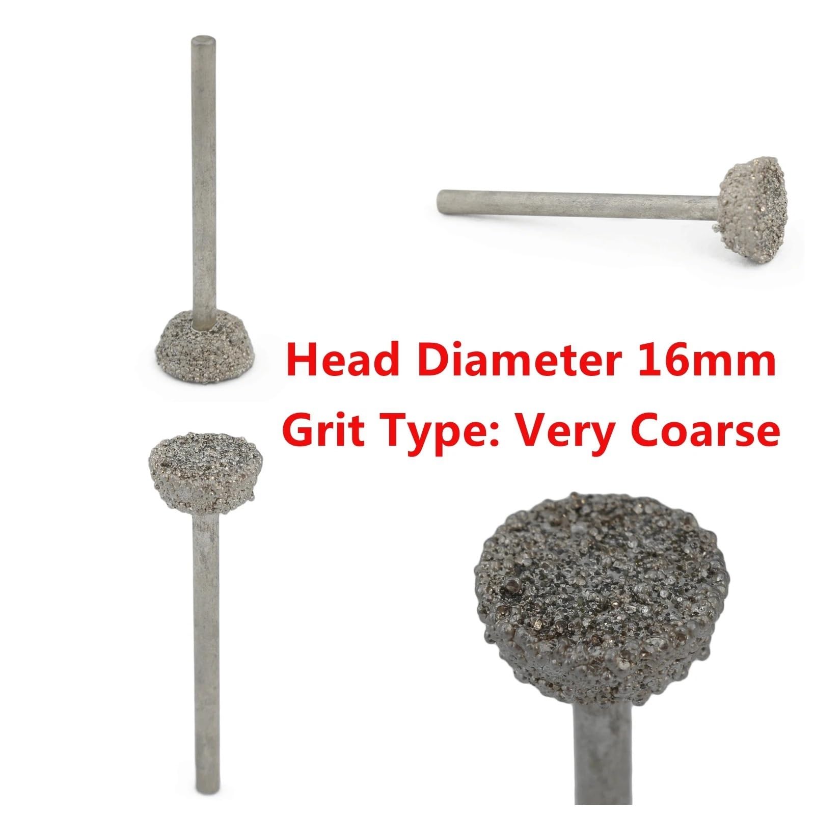 5 Stücke 16mm KURZE INVERTIERT KONISCHE Diamant-schleiffräser Körnung 46 for Glassteinschnitzerei Lapidar 3,0mm