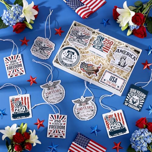 Image of 20 Pcs 250th Anniversary USA Car Air Freshener Patriotic Hanging Car Diffuser Ornaments for Cars Rearview Mirror Home Decor Patriots' Day 250th Anniversary Party Gifts
