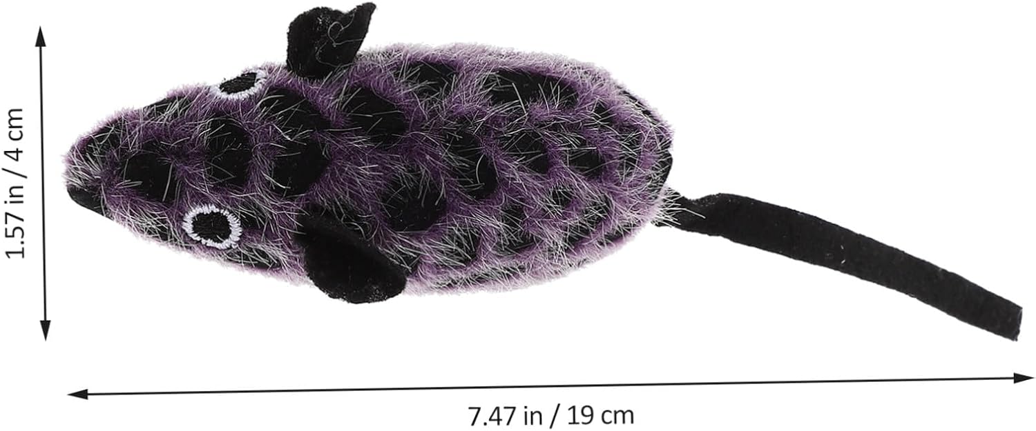 Plush Cat Mouse Soft Interactive Cat Chew with Leopard Print Kitten Play Stimulates Hunting Instincts and Exercise