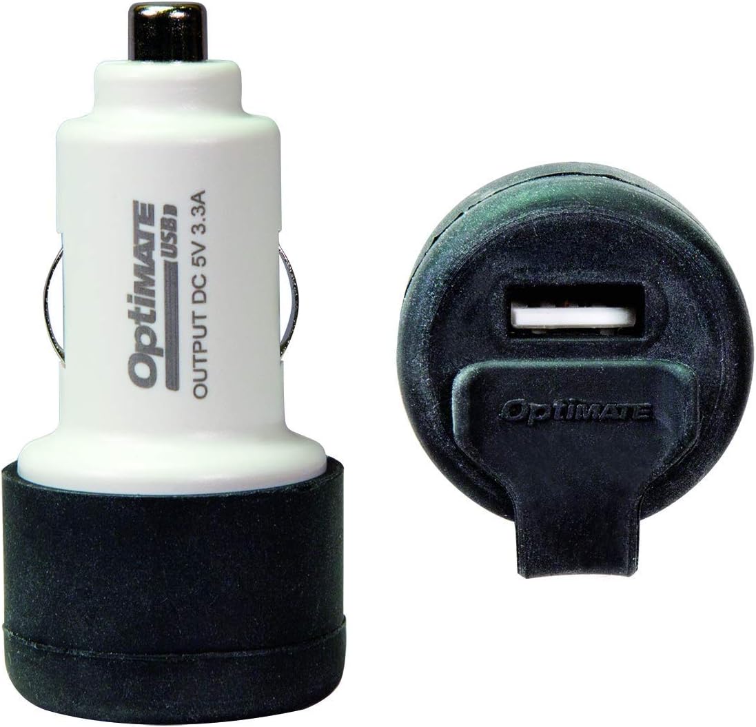 Tecmate Optimate USB O-104, 2100mA Intelligent Weatherproof USB Charger, with 90° Low Profile Bike (DIN) Plug