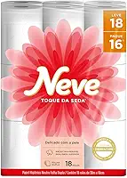 Neve Papel Higiênico Toque de Seda Folha Dupla, 30m, Leve 18 Pague 16 Rolos