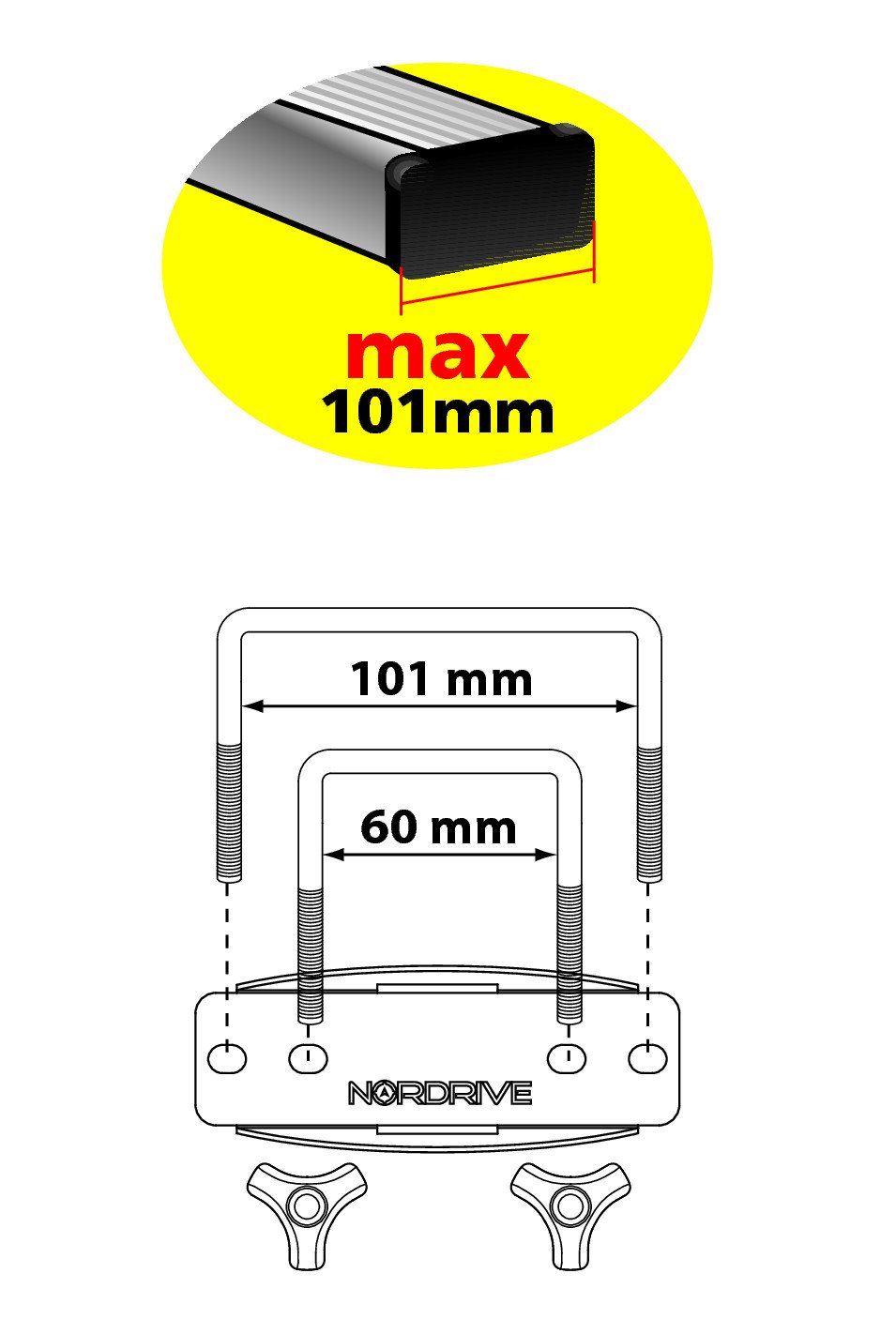 NORDRIVE N60027 Box 630, Box da Tetto per Auto in in ABS, 630 Litri - Nero Lucido