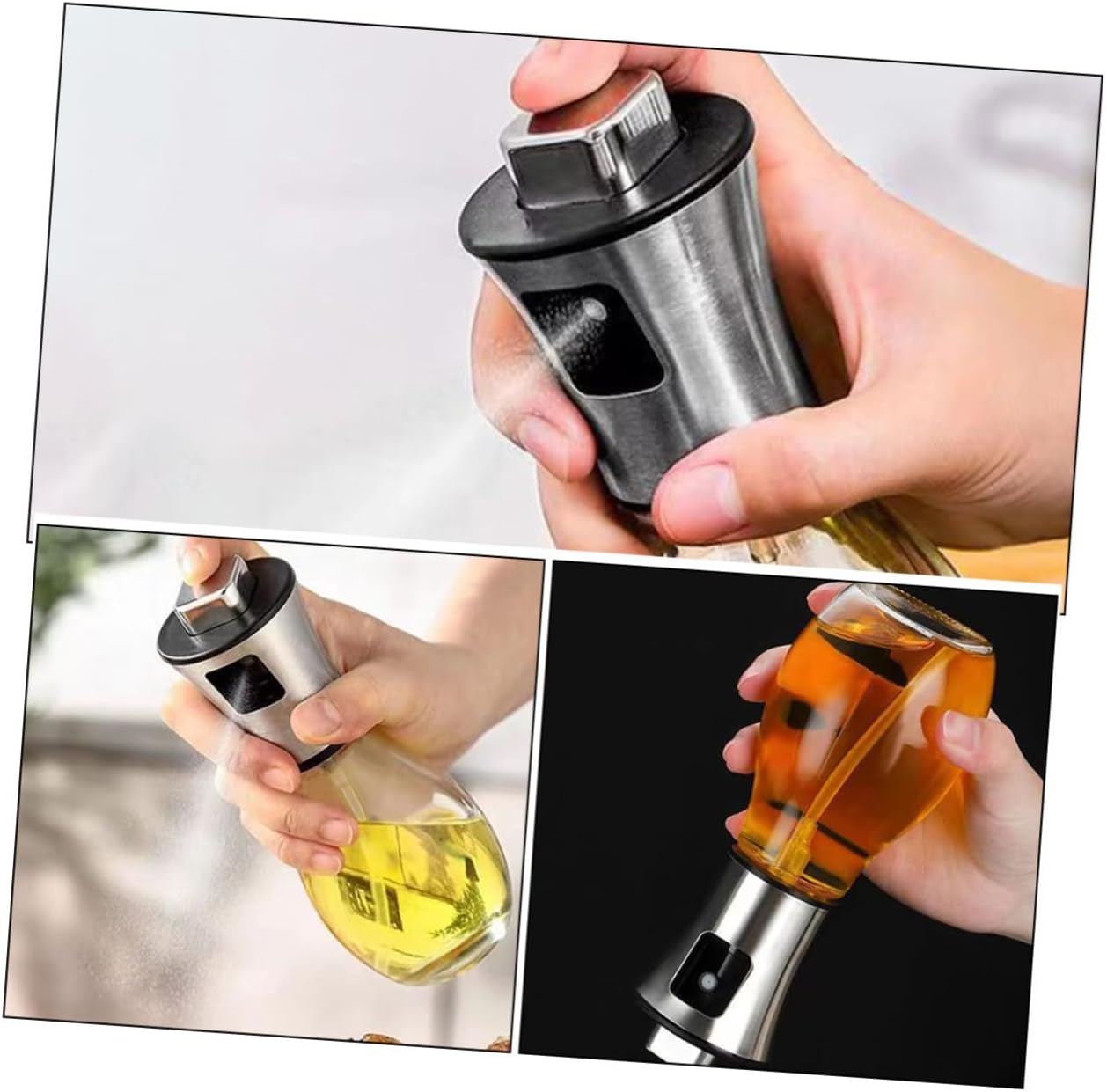 Amosfun 2Pcs Oil Spray Bottle Dispenser for Cooking Non Leak Design for Oil Soy Sauce and Vinegar Kitchen Essential