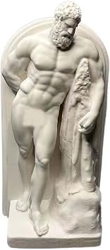 Figurine Sculpture of Hercules Replica, White Color Hercules Statue Replica Made of Hard Plastic Resin, LWH 3.3x2.2x6.7 Inch Artistic Statue Replica Hercules
