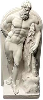 Figurine Sculpture of Hercules Replica, White Color Hercules Statue Replica Made of Hard Plastic Resin, LWH 3.3x2.2x6.7 Inch Artistic Statue Replica Hercules