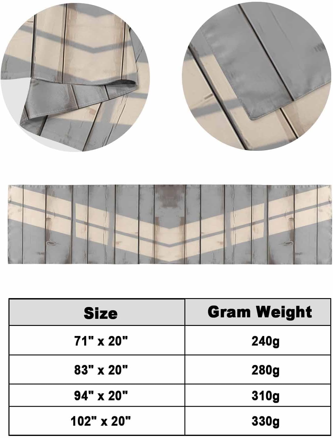 White Wood Plank Bed Runner Scarf King Size, Country Striped Grain Farmhouse Luxury Bed Throw Runners & Scarves for Twin Full Queen King Foot of Bed, Bedroom Hotel Wedding Room Decoration, 94"x20"
