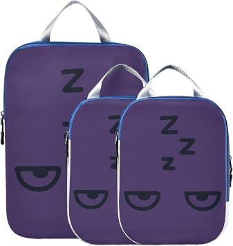 Waterproof 3 Set Travel Packing Cubes For Suitcases Polyester Bags for Clothes Travel, Sleepy Z Look 3 Set