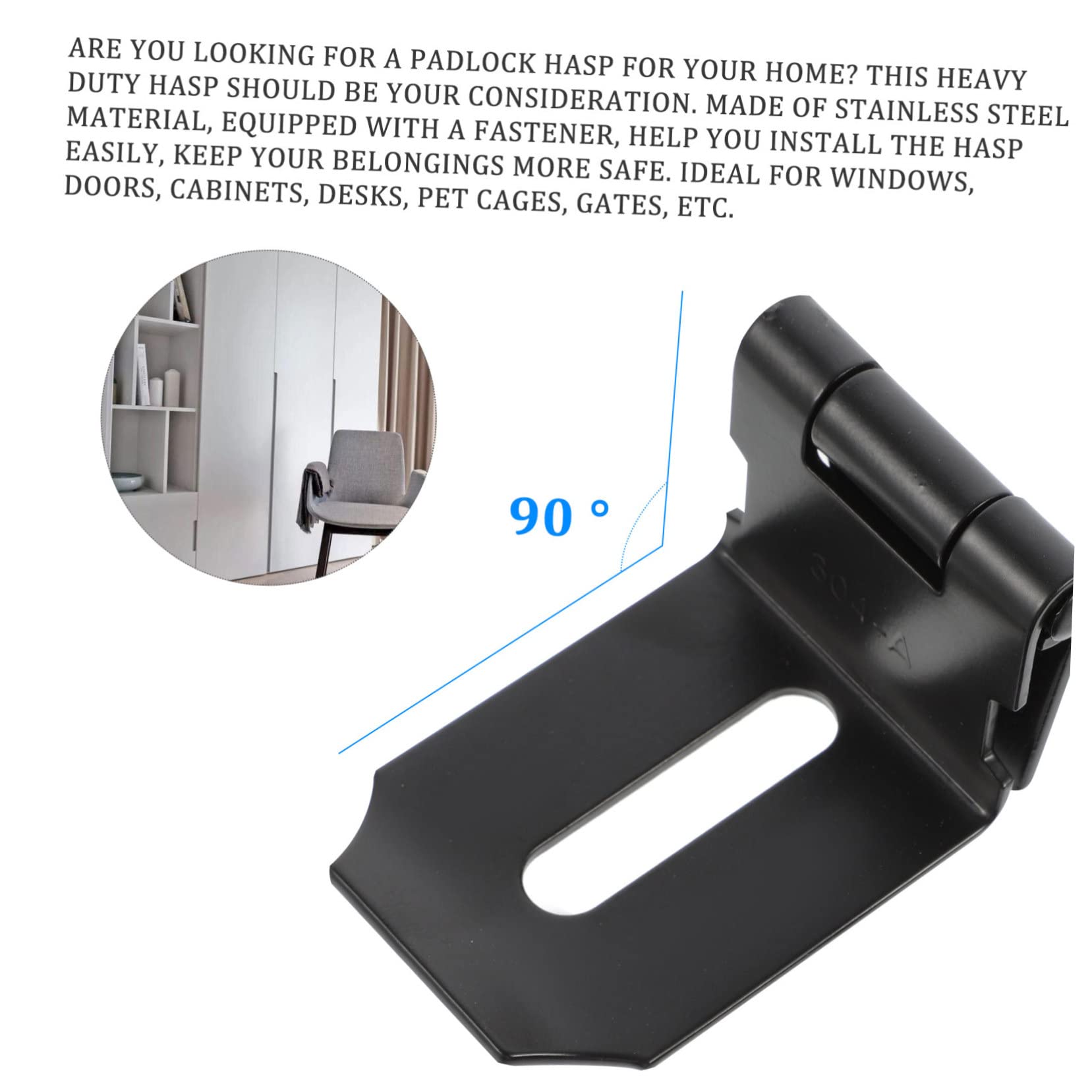 Holibanna Door Hasp Lock 2pcs Furniture Door Padlock Latch High Security Stainless Steel