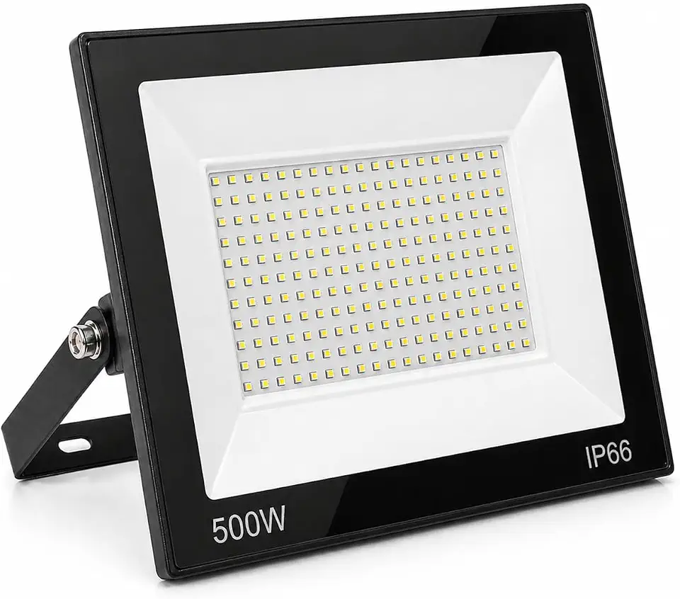 Refletor LED 500W Bivolt Branco Frio 6000K IP65 – Holofote Externo Ultra Potente à Prova d’Água para Iluminação de Segurança em Quintal, Garagem, Fachada, Jardim, Galpão e Área Comercial