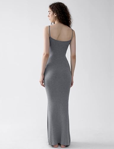 Miniatura 3 de PUMIEY Vestido largo de dormir suave para mujer, sexy, sin mangas, sin espalda, entallado, maxivestidos para mujer