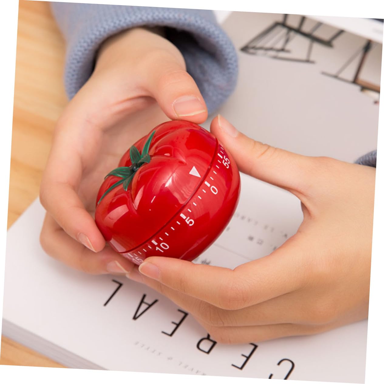 COLLBATH Temporizador Mecánico de Cocina sin Batería Forma de Tomate, 2 Piezas, Rotación Manual para Cocinar Cocina