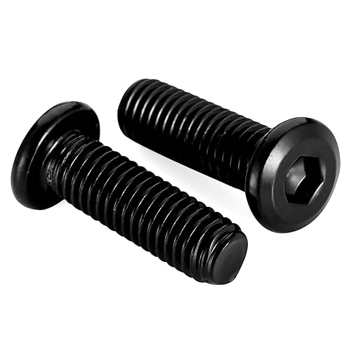Pernos Allen de tapa de enchufe avellanada negra de 14-20 x 1 pulgada, pernos de conector de cabeza redonda plana para muebles, acero inoxidable