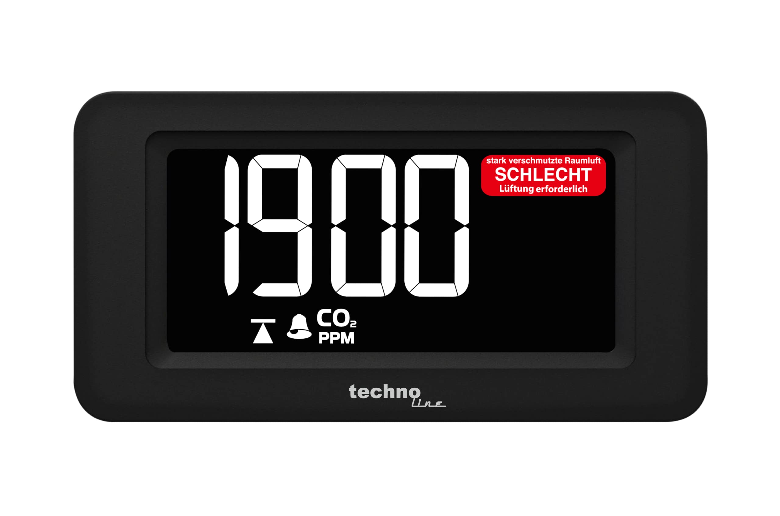 Aparato de medición de Co2 Technoline WL1022 con Pantalla a Color del Contenido de Co2 (Rojo, Amarillo, Verde), Alarma de Co2, recomendación de ventilación